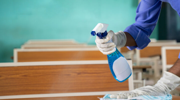 How do you disinfect classrooms safely